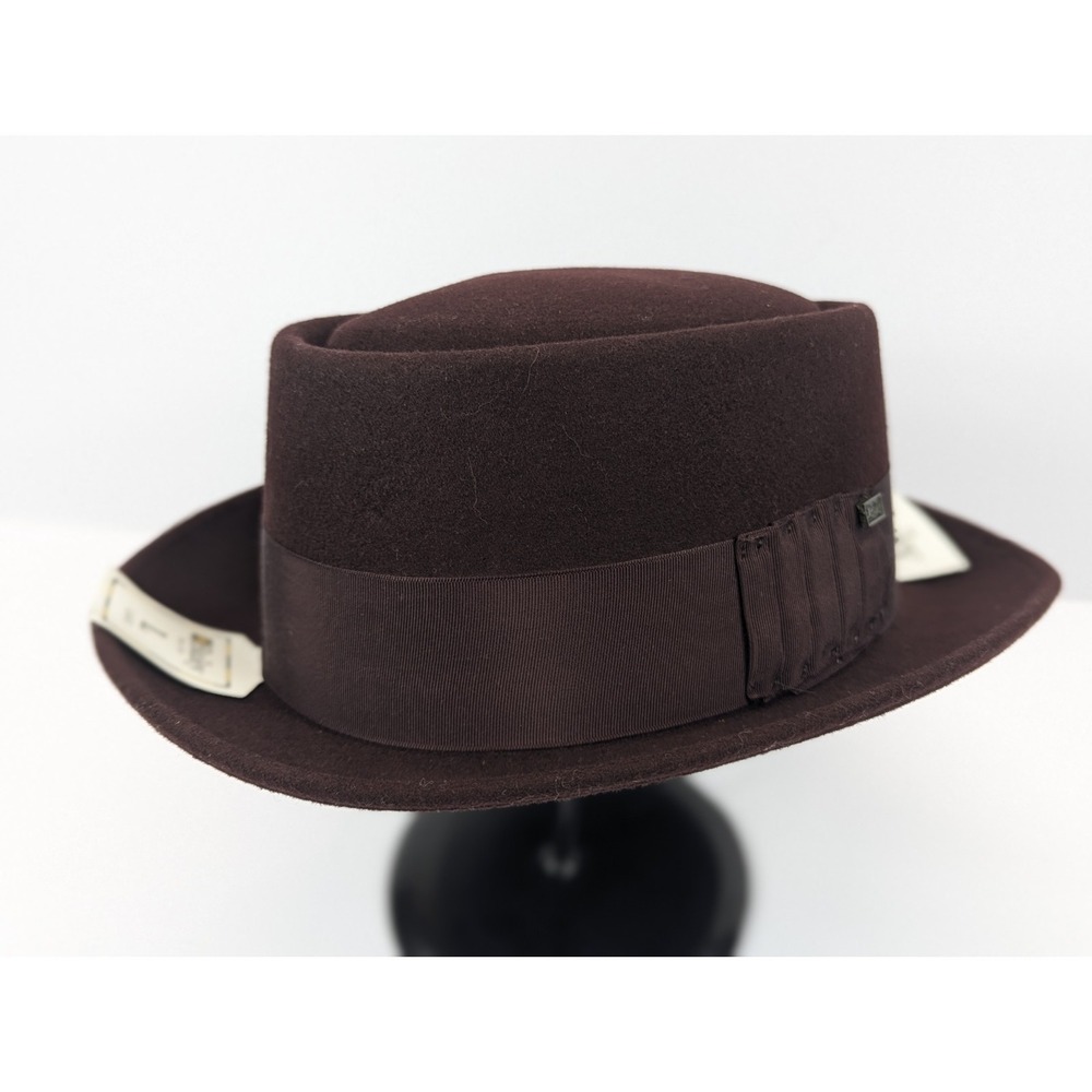 Bailey of Hollywood Brown‎ Wool Felt Pork Pie Jazz Hat Mens Large Made in USA